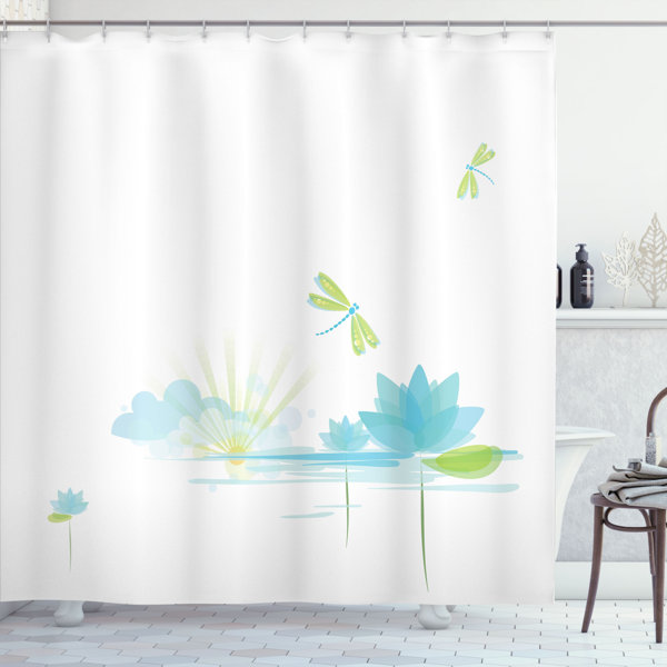East Urban Home Dragonfly Shower Curtain Set + Hooks Wayfair